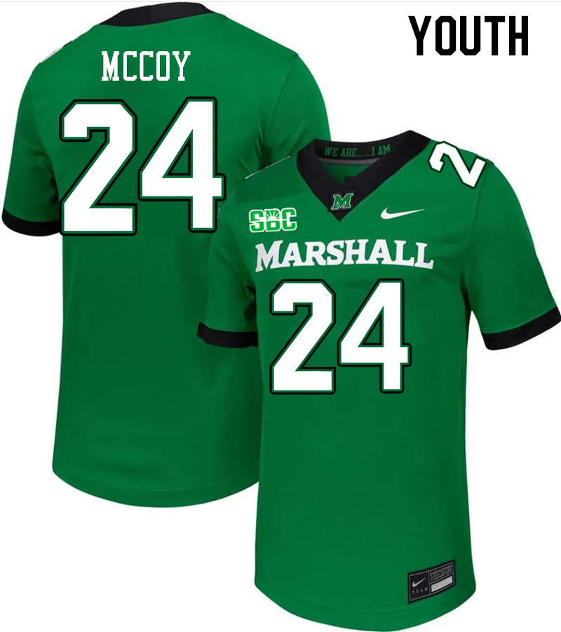 Youth #24 Thomas McCoy Marshall Thundering Herd SBC Conference College Football Jerseys Stitched-Gre